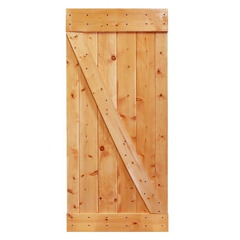 Calhome 84'' Light Brown Knotty Pine Wood Barn Door