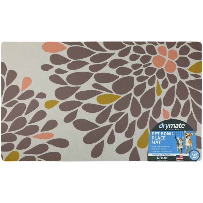 Kahopo Gray and Pink Waterproof Pet Feeding Mat