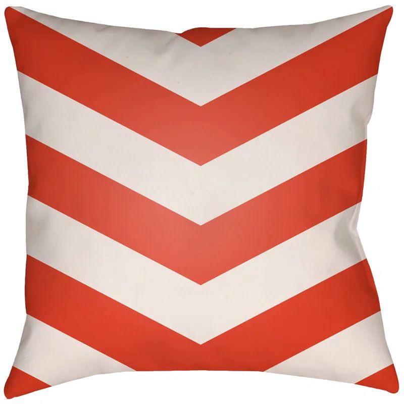 Poppy Red and Ivory Chevron Square Throw Pillow Set