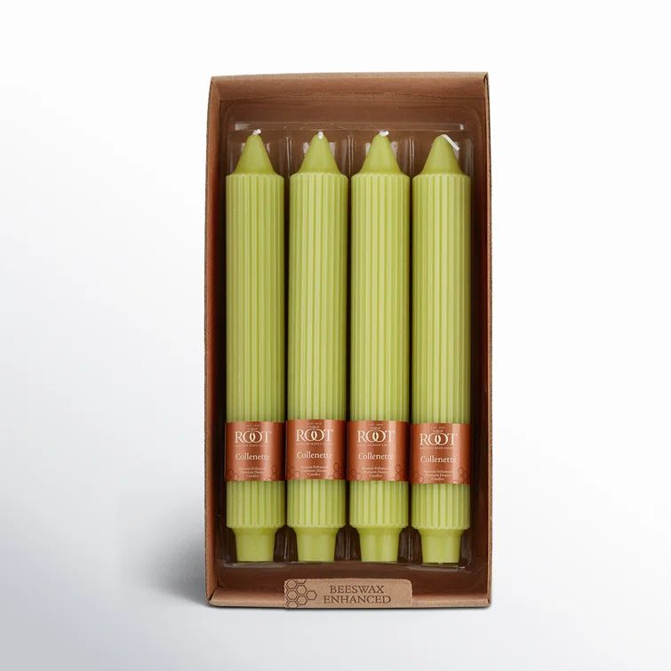Willow Green Beeswax Enhanced Taper Candles, Set of 4
