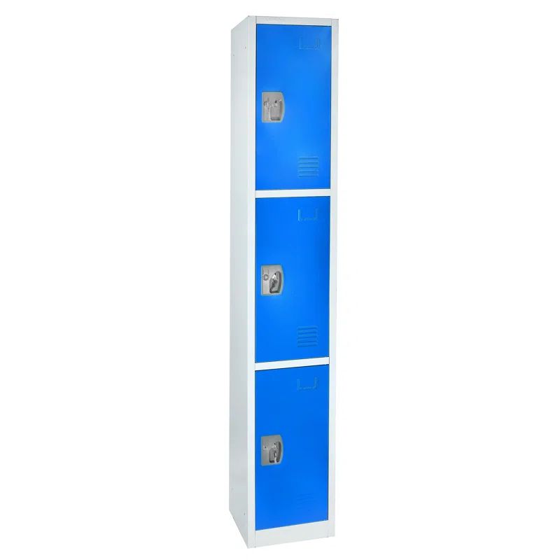 Blue Steel Freestanding 3-Door Office Locker