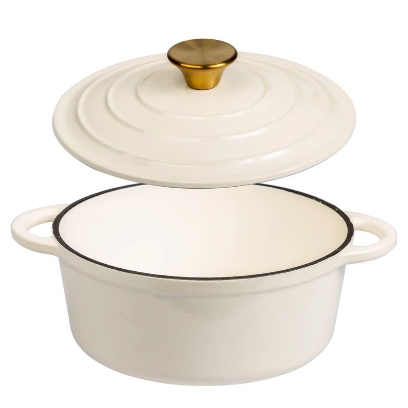 Cream Enameled Cast Iron 2.8 Qt. Dutch Oven with Lid