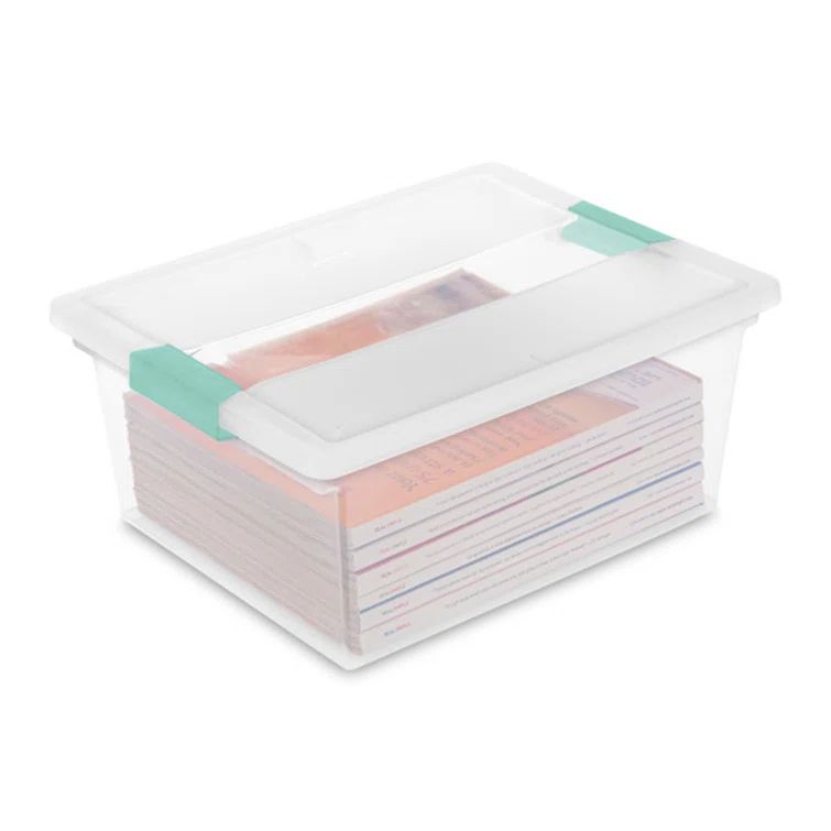 Clear Plastic Stackable Storage Bin with Latching Lid, 14" x 11"