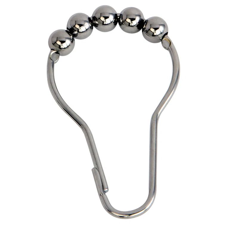 Polished Chrome Roller Ball Shower Curtain Rings Set