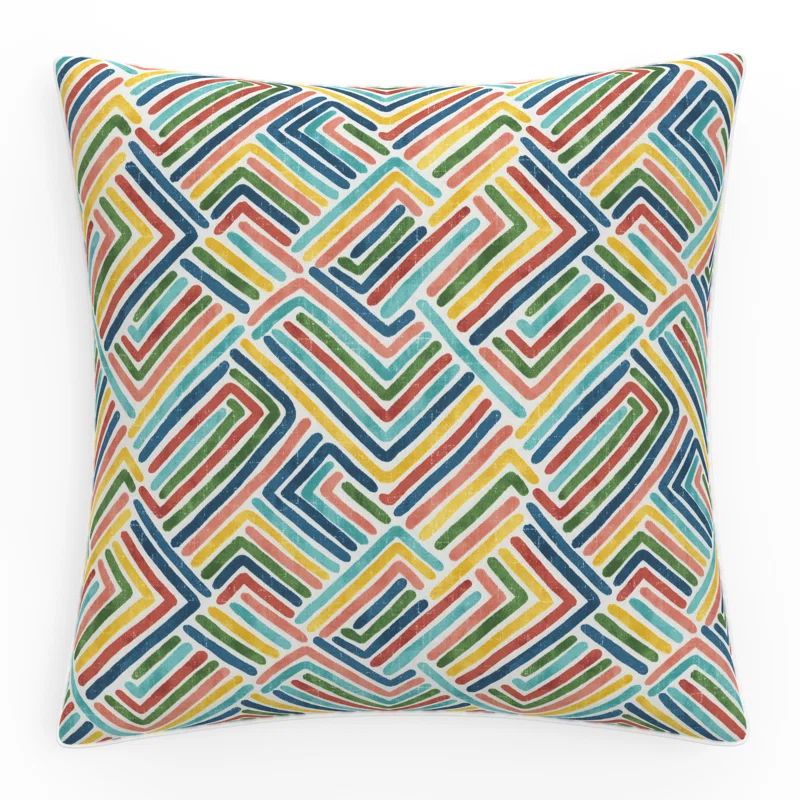 Multi-Color Geometric Pattern Outdoor Floor Pillow, 25" Square