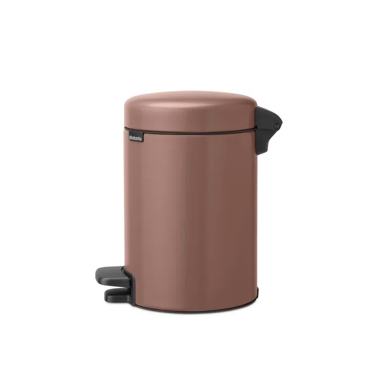Matte Black Round Plastic Step-On Trash Can with Soft Close Lid