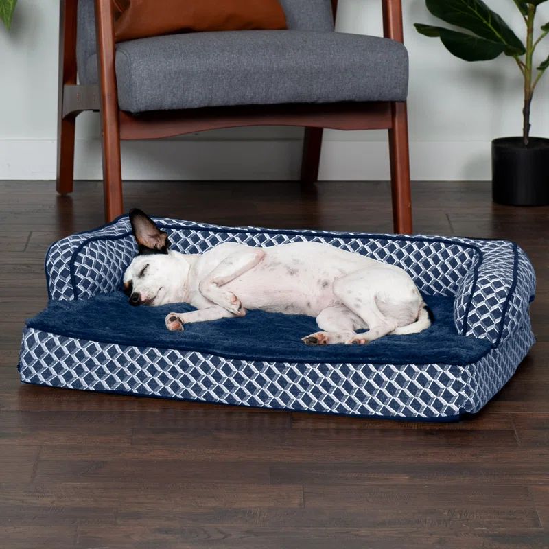 Diamond Blue Orthopedic Foam Comfy Couch Pet Bed, Medium