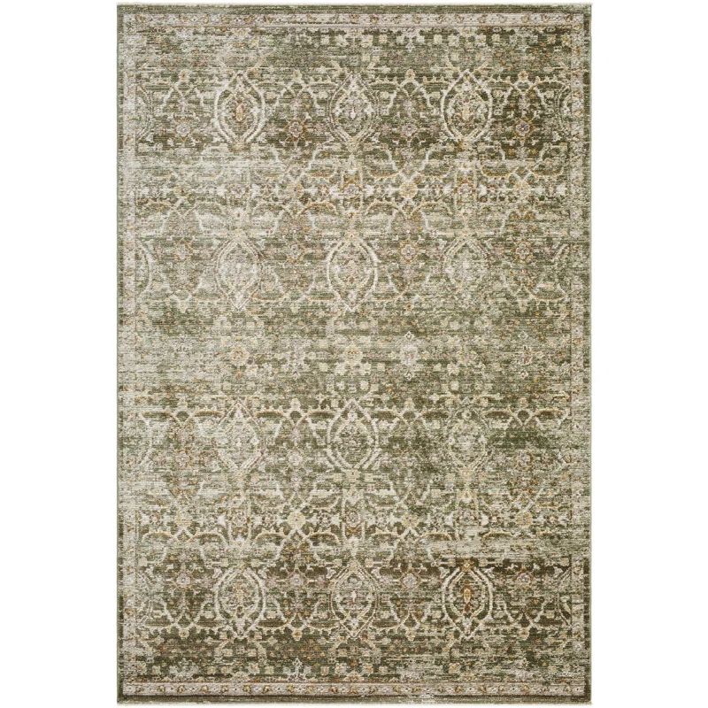 Myrtle Avenue Olive and Taupe Vintage Moroccan Area Rug, 5'3" x 7'7"