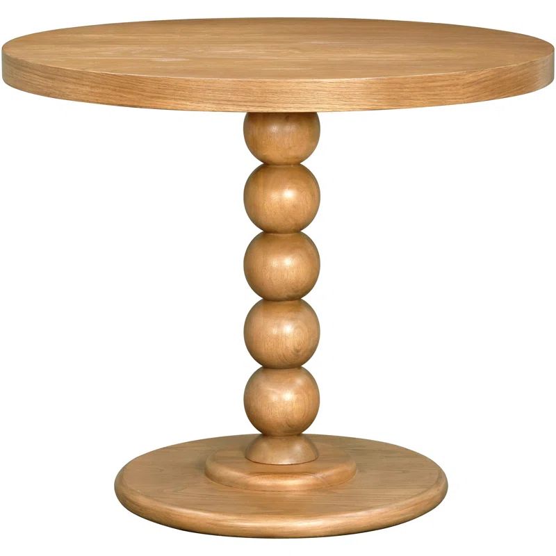 Tan Round Ash Wood Veneer Contemporary Dining Table