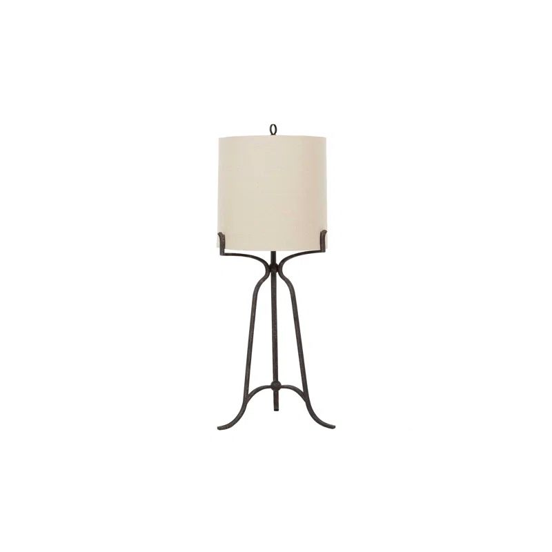 Elena Antique Bronze Tripod Table Lamp with Natural Linen Shade