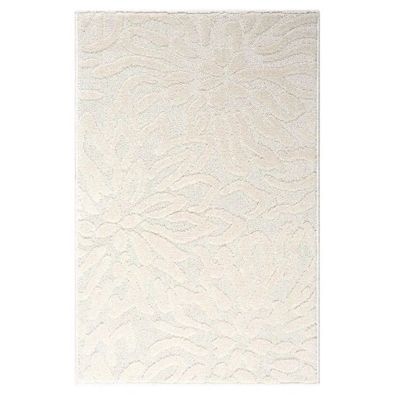 Cream Floral Patterned Synthetic 2x3 Area Rug
