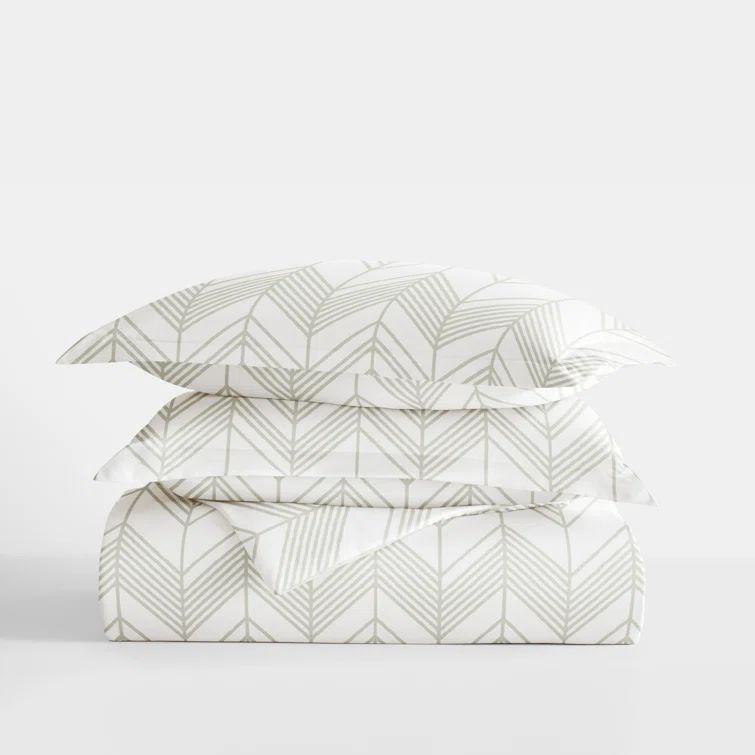 King/California King Gray Chevron Microfiber Duvet Cover Set