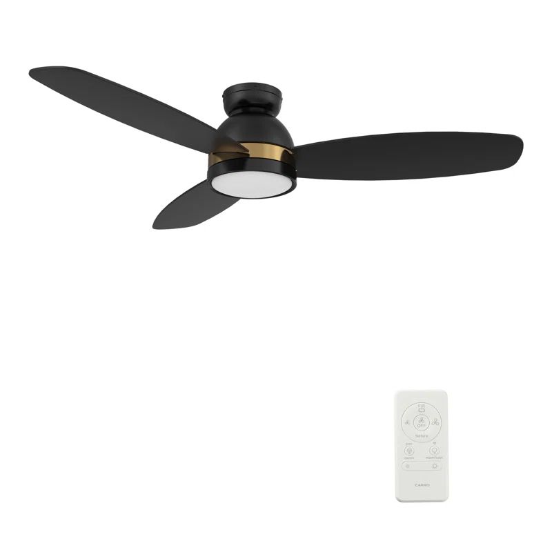 Black 52" Smart Ceiling Fan with LED Light and Remote