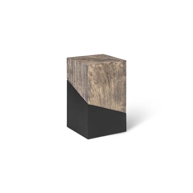 Black and Gray Square Wood Metal End Table
