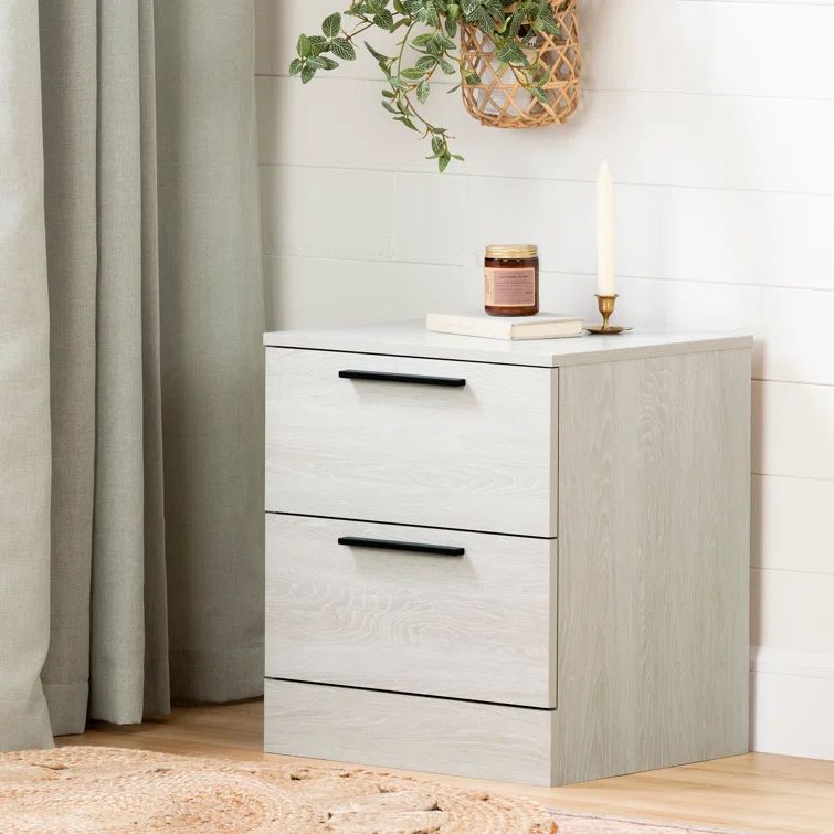 Winter Oak 2-Drawer Contemporary Nightstand