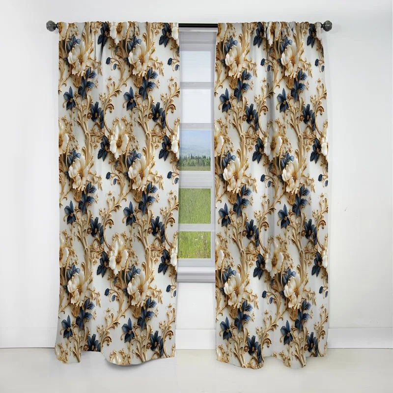 Blue Polyester Blackout Rod Pocket Window Panel, 52" x 90"