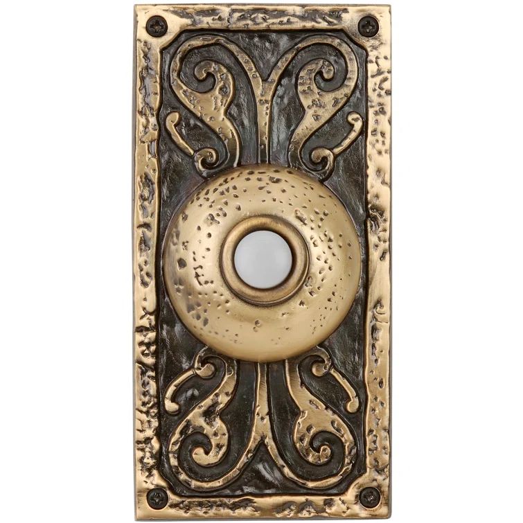 Burnished Brass Ornate Lighted Doorbell Push Button