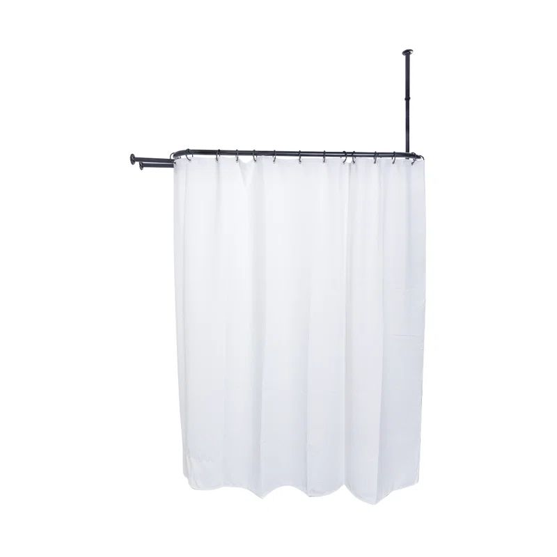 Matte Black and White Aluminum Ceiling Mounted D-Shaped Shower Curtain Rod