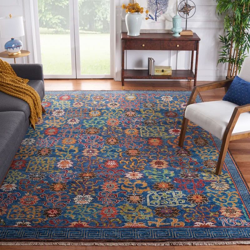 Sultanabad Blue Hand-Knotted Wool 8' x 10' Area Rug