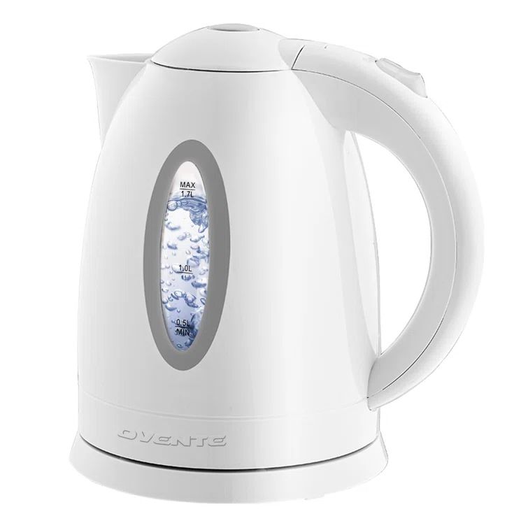 White 1.7L BPA-Free Cordless Electric Kettle with Auto Shut-Off