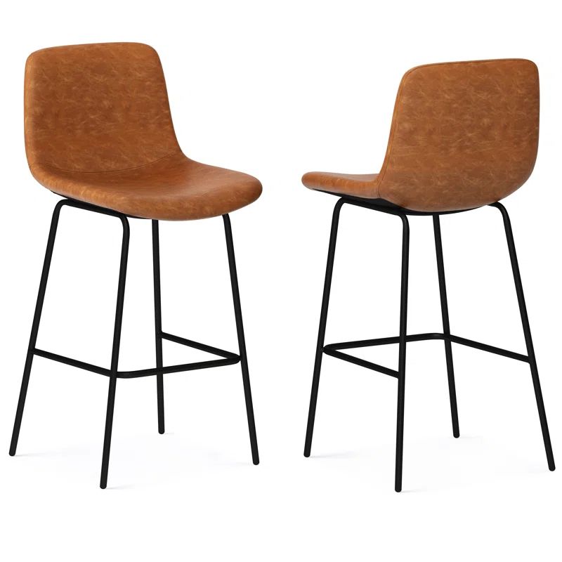 Jolie Camel Brown Faux Leather Contemporary Bar Stool Set