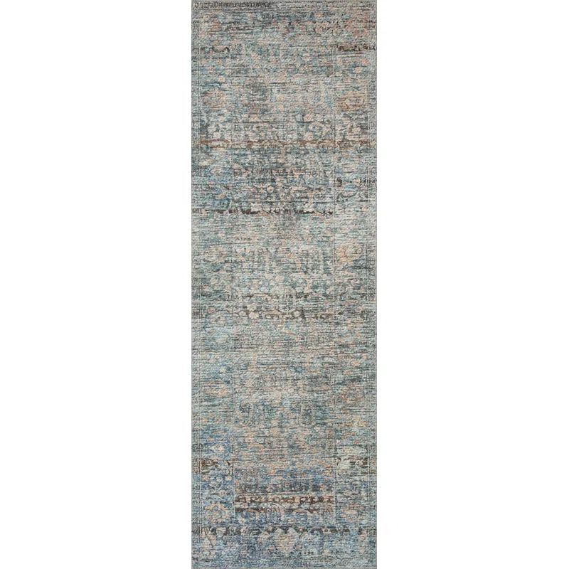 Cosmic Love Denim & Blush Low Pile Runner Rug, 2'6" x 12'