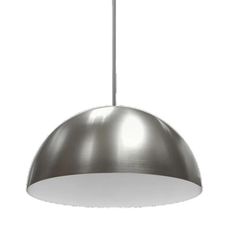 16" Satin Nickel and White Aluminum Dome Pendant Light