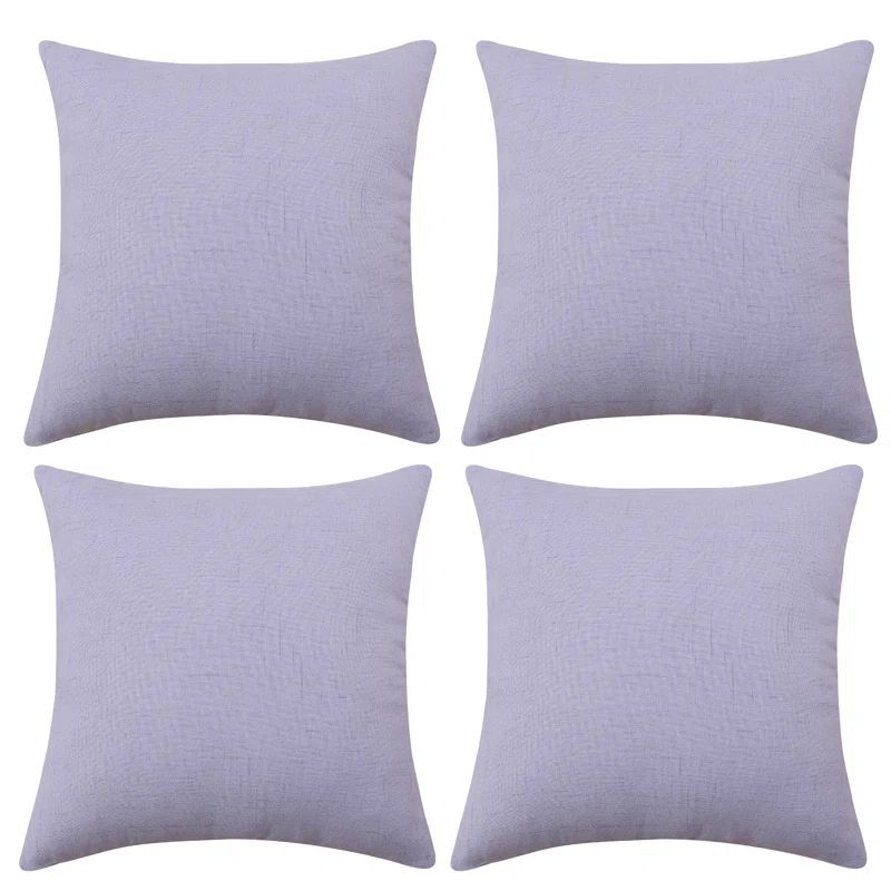 Pastel Purple Faux Linen 16" x 16" Euro Pillow Covers Set of 4