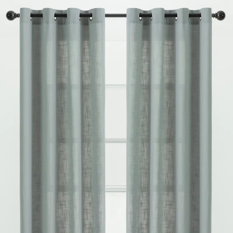 Limestone Semi-Sheer Polyester Grommet Window Curtain Panels, 52" x 63"