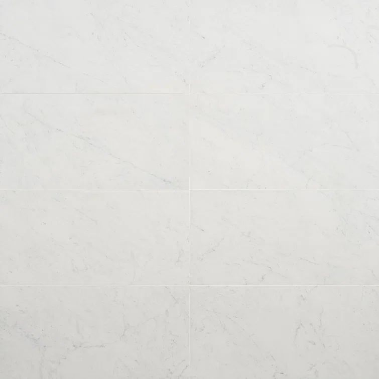 Saroshi 12" x 24" Matte White Marble Look Porcelain Tile