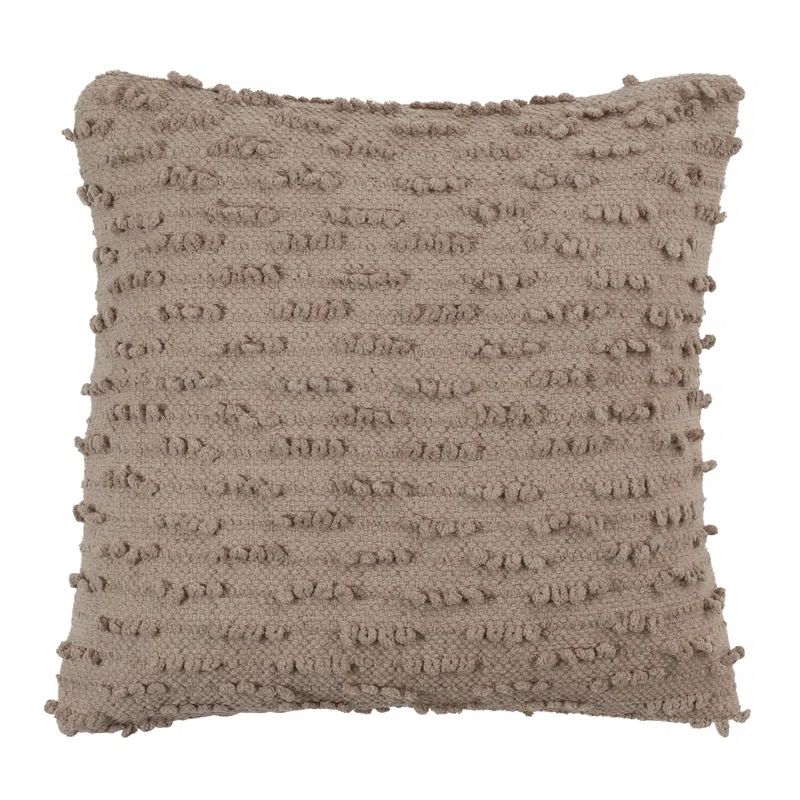 Beige Textured Cotton 20" x 20" Throw Pillow