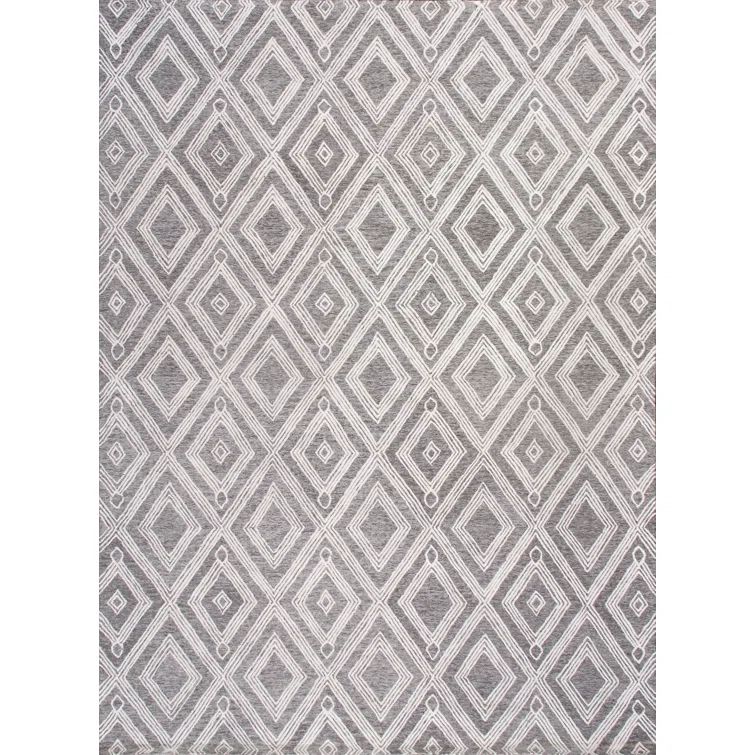 Elegant Ivory Tufted Rectangular Wool & Silk Blend Rug