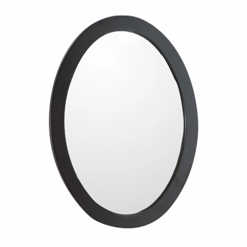 Espresso Oval Wall-Mounted Wood Vanity Mirror