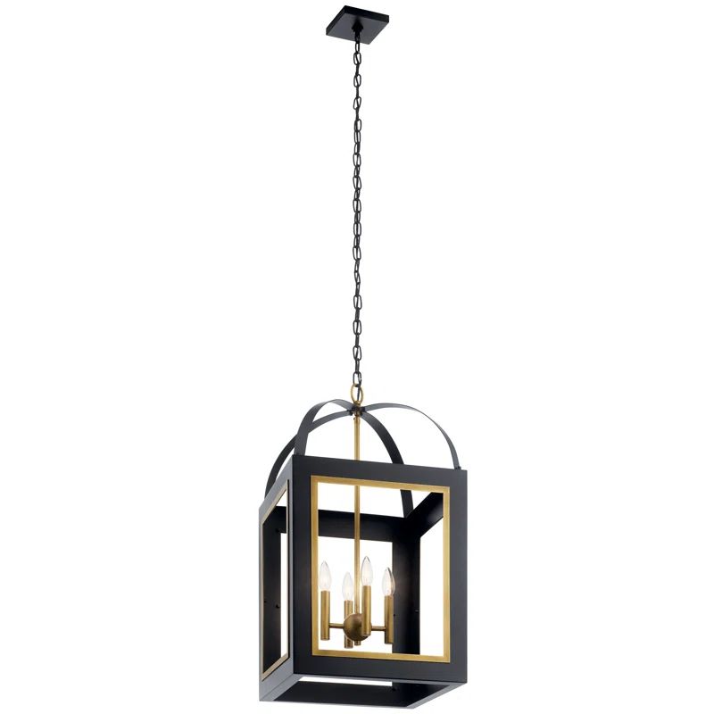 Vath 104" Black and Natural Brass Vintage Industrial Pendant Light