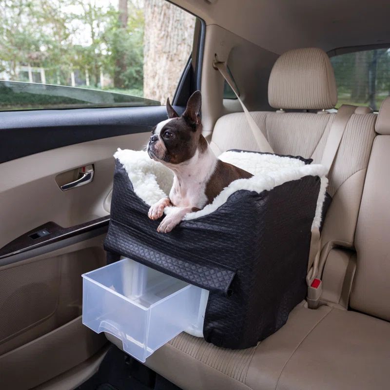 Medium Black Diamond Dog Car Seat with Storage Tray