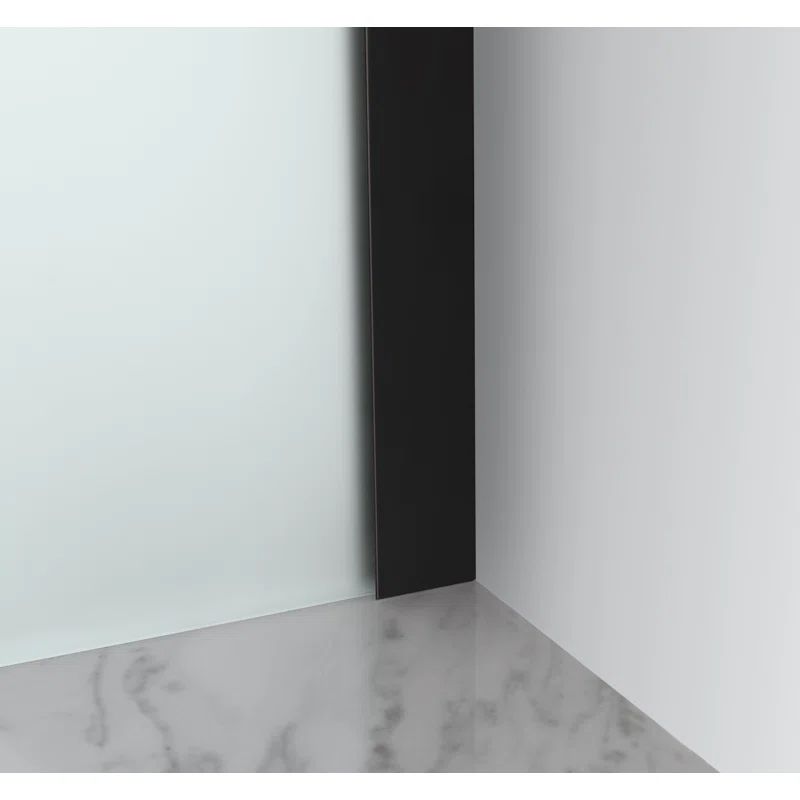 Belmore Matte Black Frameless Hinged Shower Door with Frosted Glass