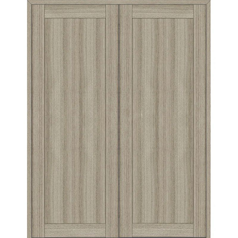 Shambor Pine Composite Double Swing Interior Door with Satin Nickel Hinges