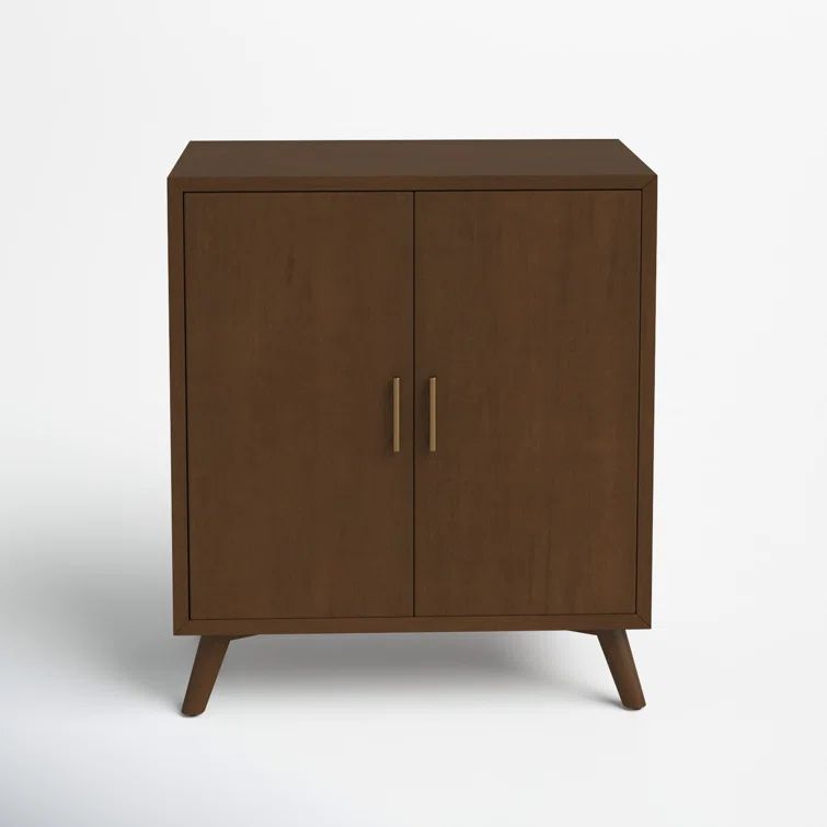 Walnut Mid-Century Modern Solid Wood Bar Cabinet