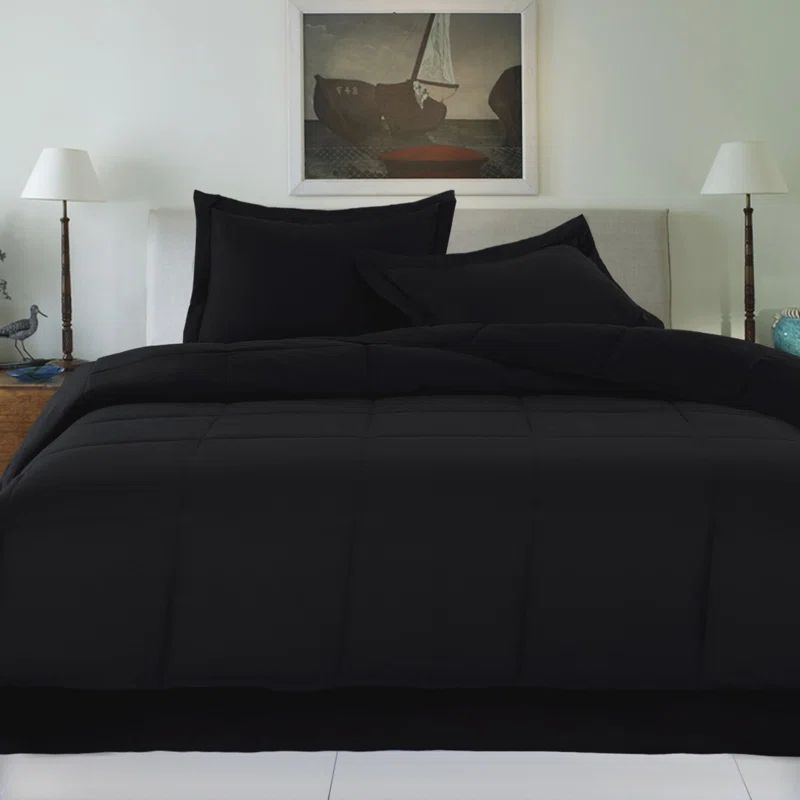 King Black Cotton Down Comforter with Breathable Fabric