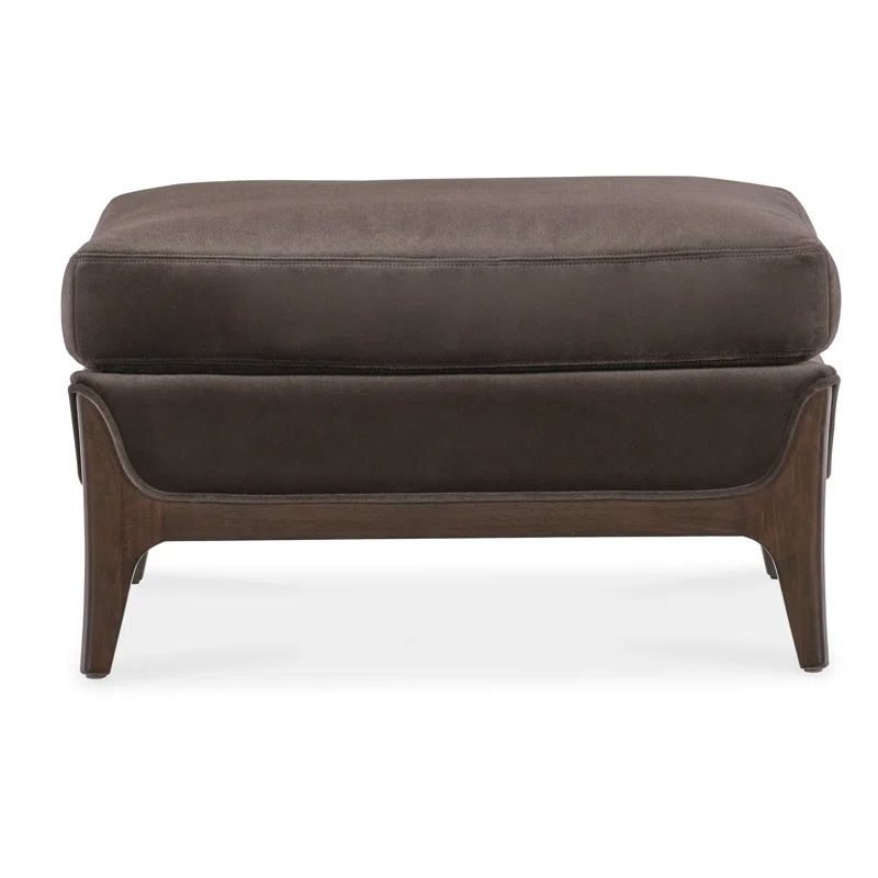 Sophia Brown Upholstered Transitional Ottoman with Wood Legs