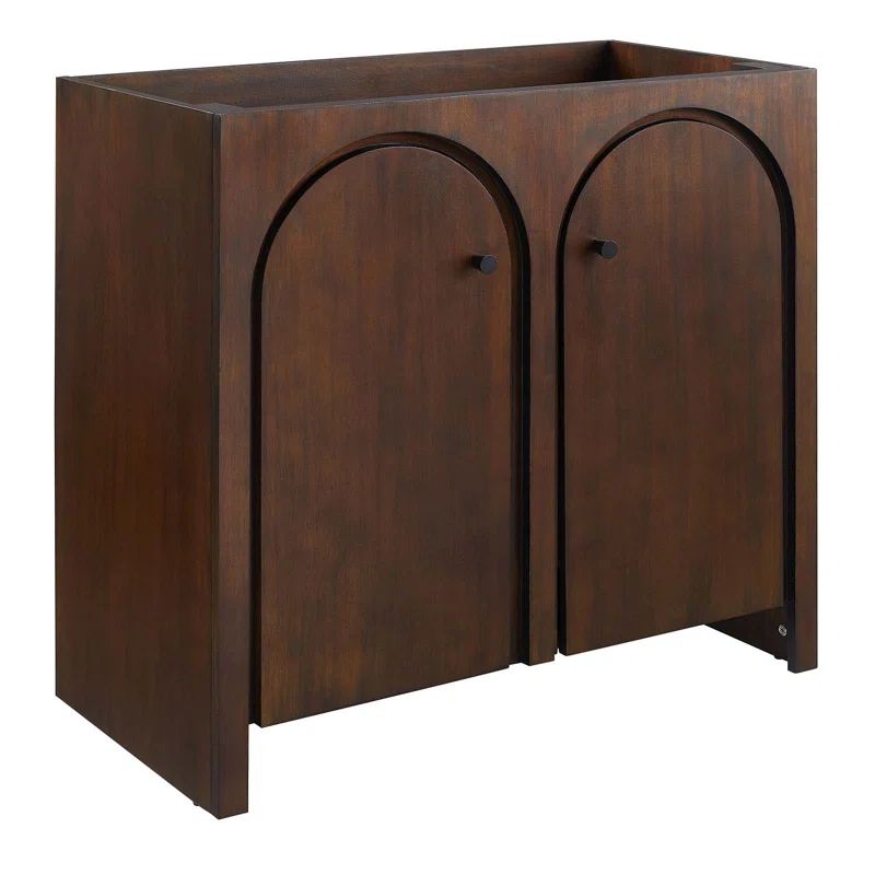Appia 36" Walnut Bathroom Vanity Cabinet with Arched Doors