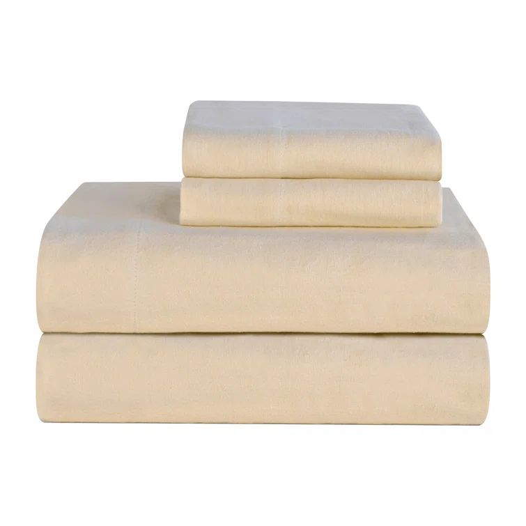 Cloud Cream Queen Cotton Flannel Sheet Set