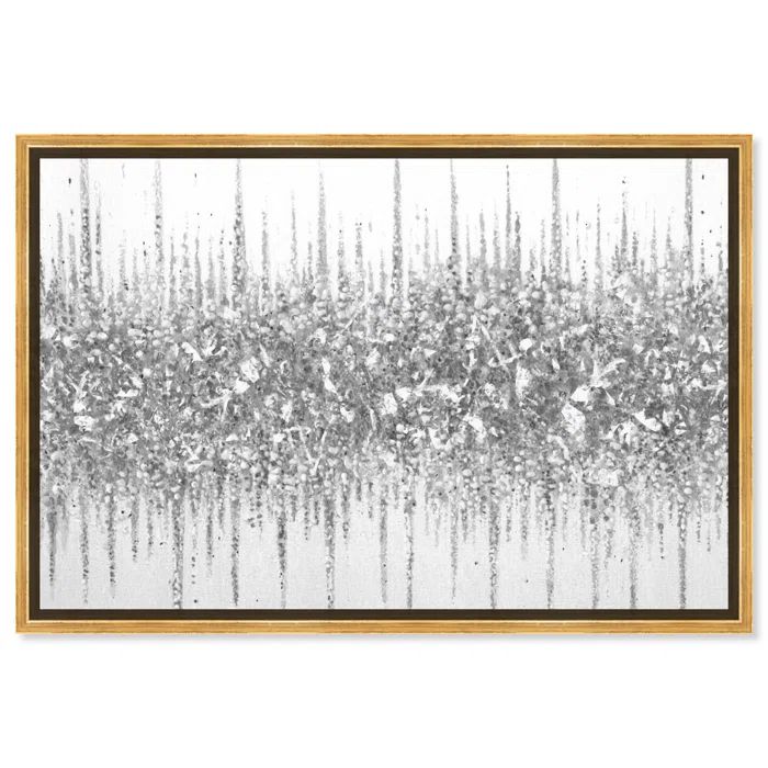 Grey Lines Abstract Canvas Art with Gold Frame, 15 x 10 inches