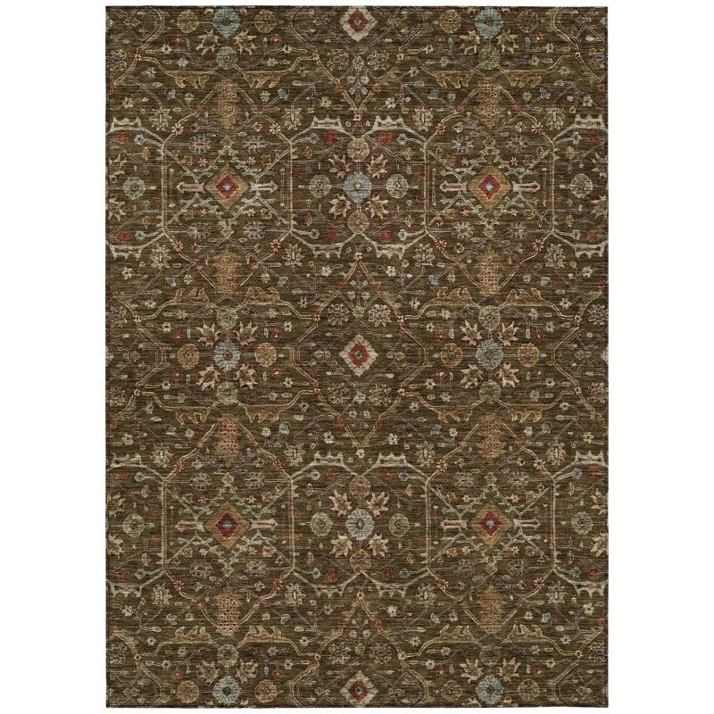 Chocolate Flat Woven Rectangular Washable Synthetic Area Rug