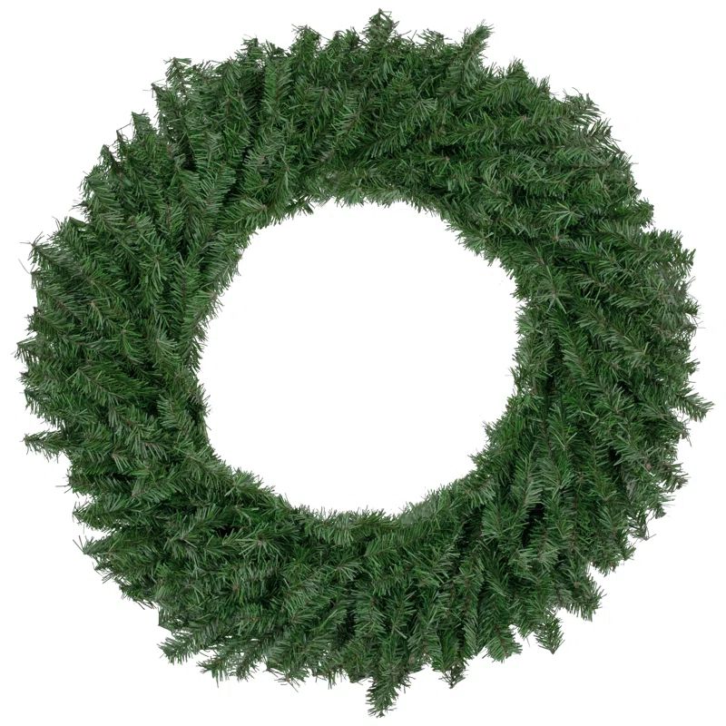 36" Green Canadian Pine Artificial Christmas Wreath with Ribbon