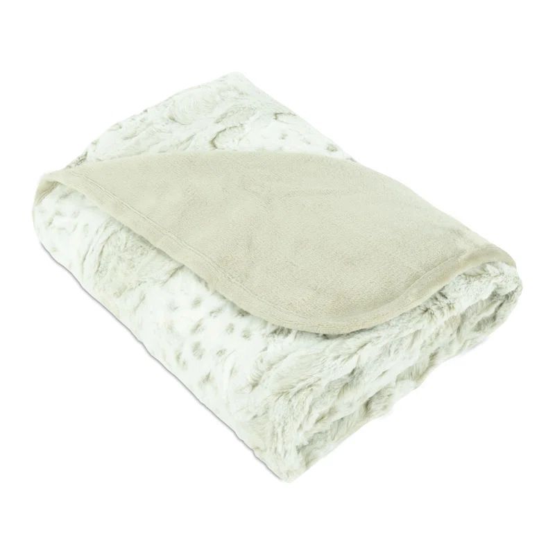 Cream Faux Fur Reversible Waterproof Pet Blanket 60" x 70"