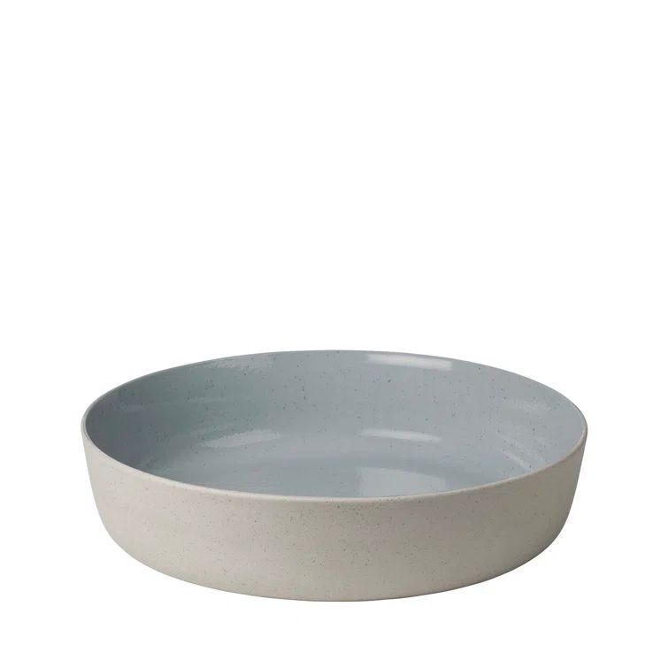 Small Stone Blue Ceramic Salad Bowl with Textured Finish