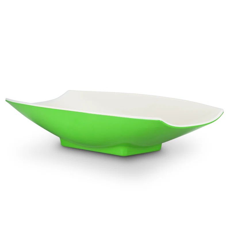 Lime and White Rectangular Melamine Salad Serving Bowl