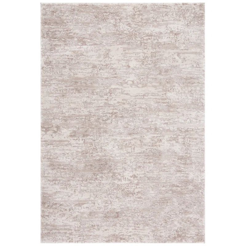 Ivory and Beige Abstract Rectangular Synthetic Area Rug