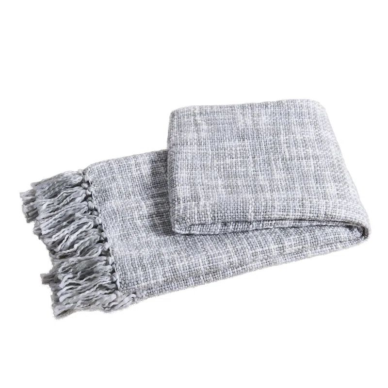 Gray Knitted Reversible Polyester Throw Blanket 50" x 60"
